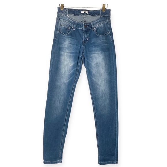 Salvaje Denim  Size 5 Distressed Unique Drop Cut Waist Low Rise Stretch Jeans - Picture 1 of 8